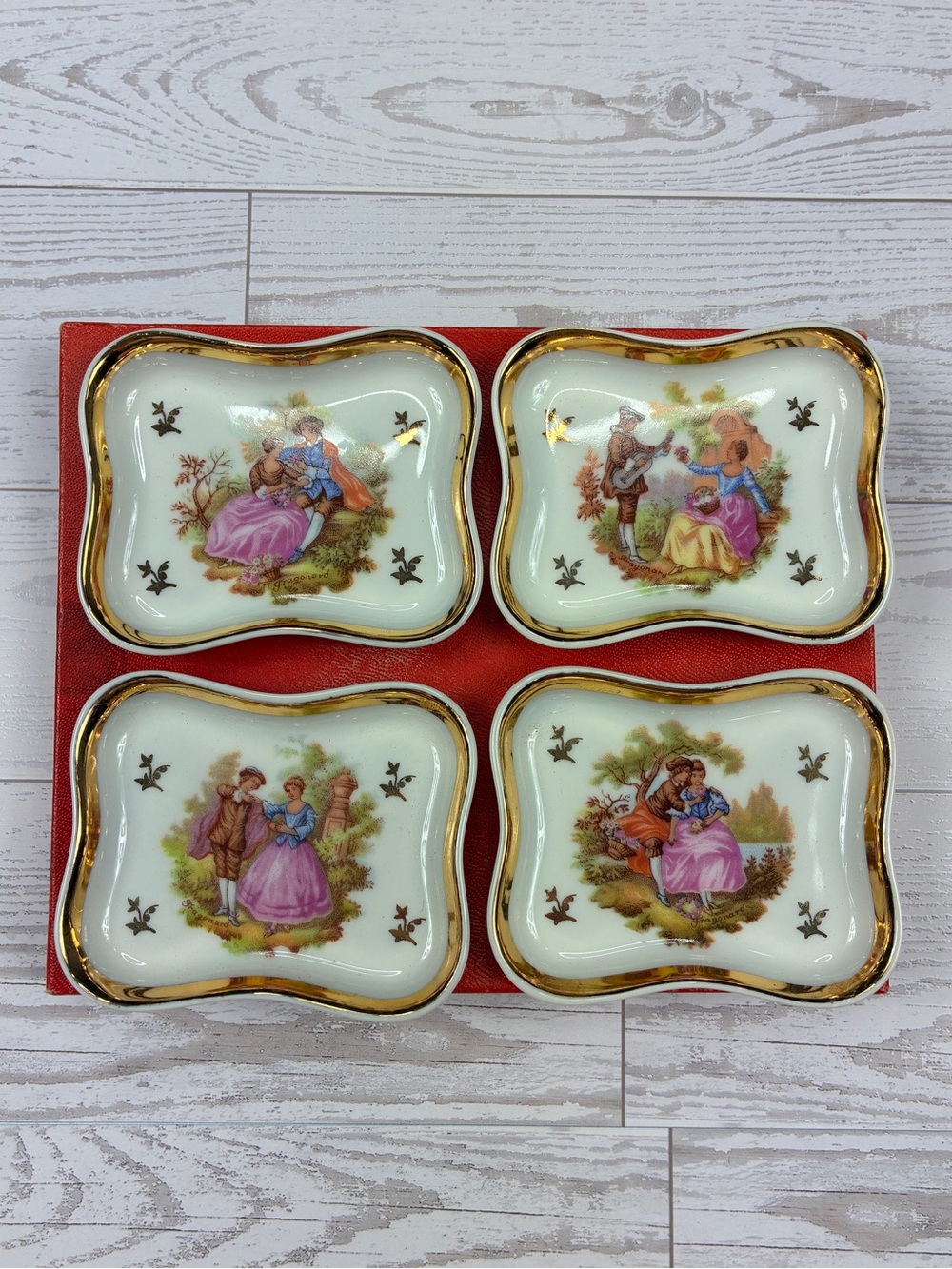 4 Vintage Limoges Porcelain Pin/Trinket Tray Dishes